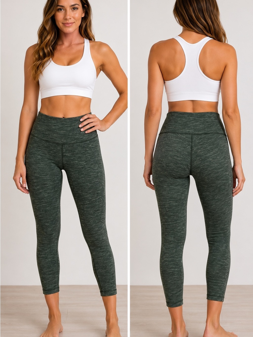 lululemon athletica Heathered Olive High-Rise Cropped Leggings